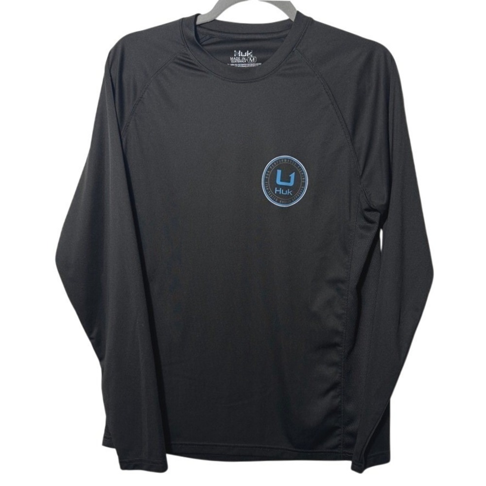 Huk Long Sleeve Performance Fishing Shirt Men's Medium Black Logo Outdoor Lake